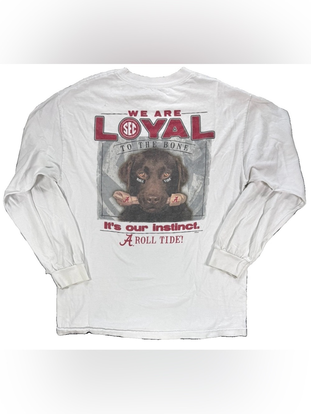 Alabama Crimson Tide Loyal To The Bone Dog T Shirt Adult Large White Football